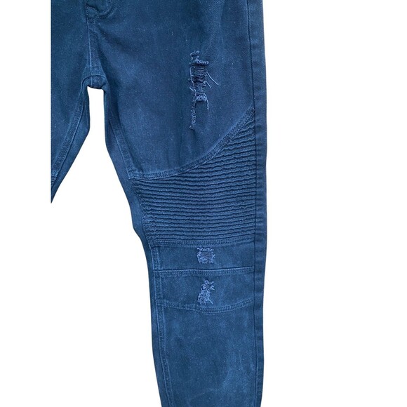 Bleecker & Mercer Black distressed moto grunge Slim Taper Fit  jeans Sz 38 x 31 - Picture 8 of 10